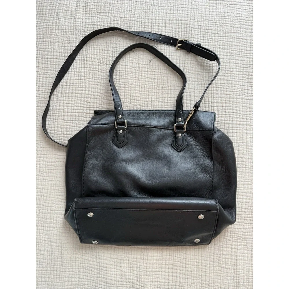 Coach Charlie Tote‎ Bag Large Black Leather Shoulder Handbag Purse
